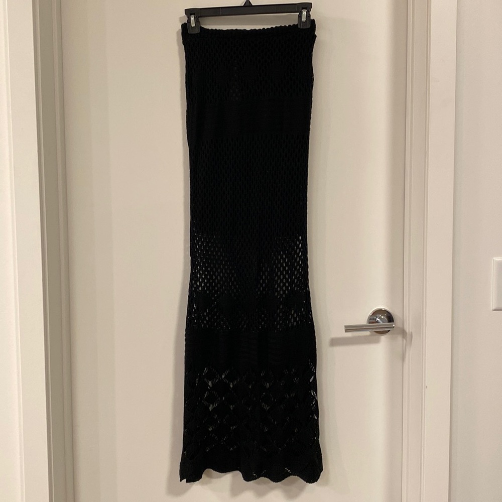 Black crochet maxi skirt. Brand - Selfie Couture (boutique)